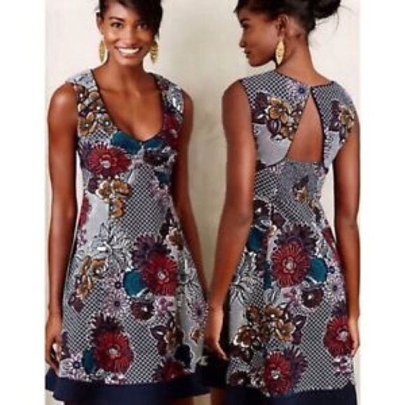 Anthropologie Maeve Fairchild Flared Dress L - Picture 2 of 6